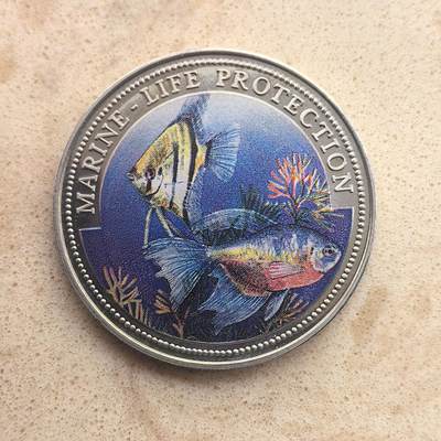 道一币馆币章第一百六十五场 - 利比里亚1996年海洋生物保护1元彩绘纪念币