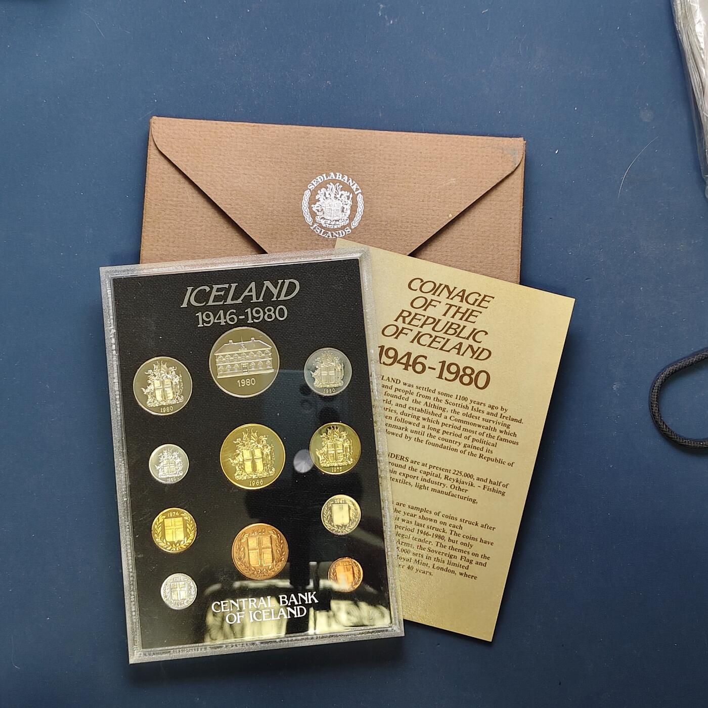 【全场包邮】纯粹捡漏拍505场 冰岛1946-1980年皇家厂经典信封装官方精制套币-PS3
