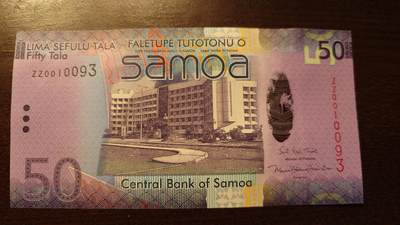 世界钱币～微拍第234期暨2026年第15期  新老库存清理低价起拍 - 2017年萨摩亚50元 补号ZZ 全新绝品无47尾号093