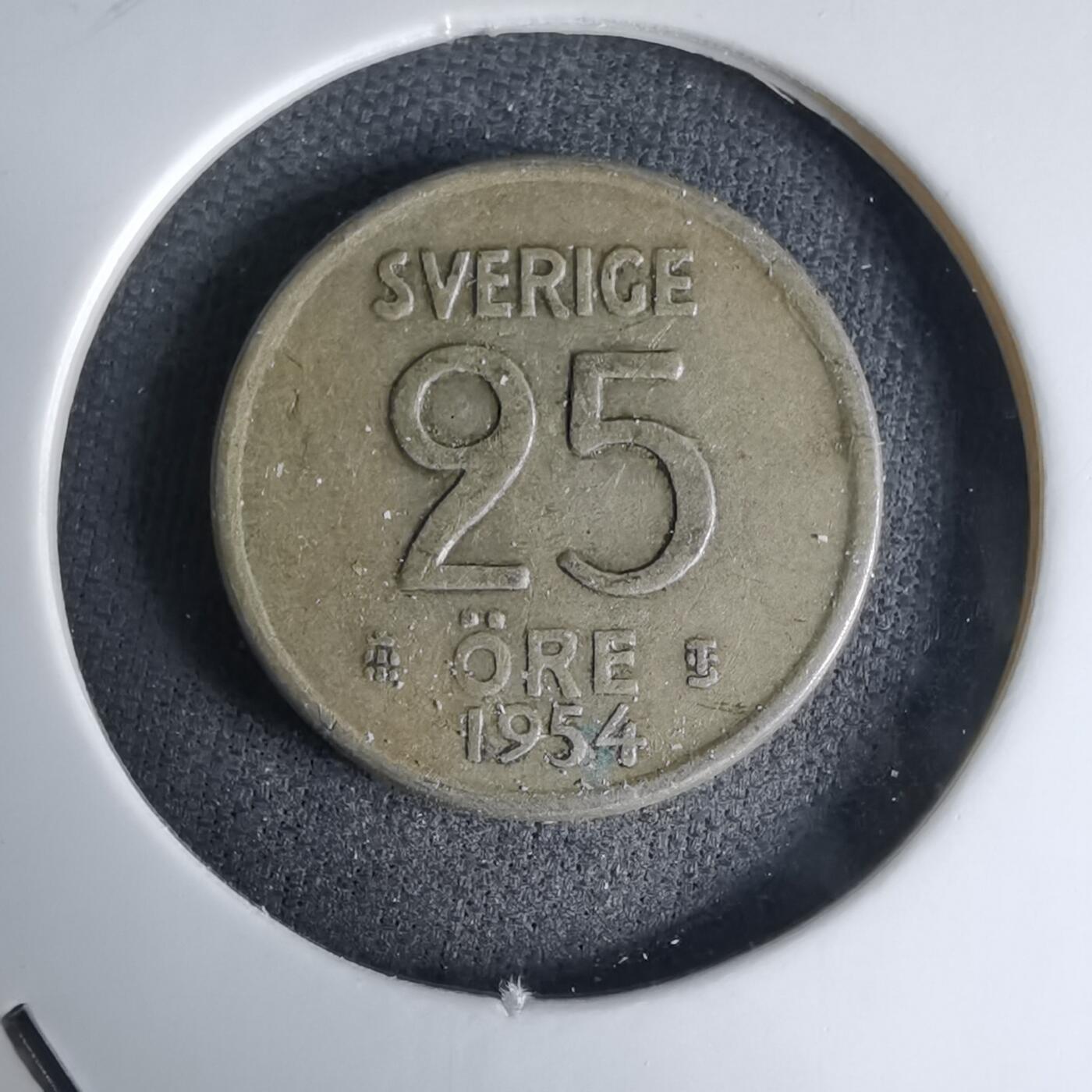 沼泽如烟--第998场 瑞典1954年25欧尔银币