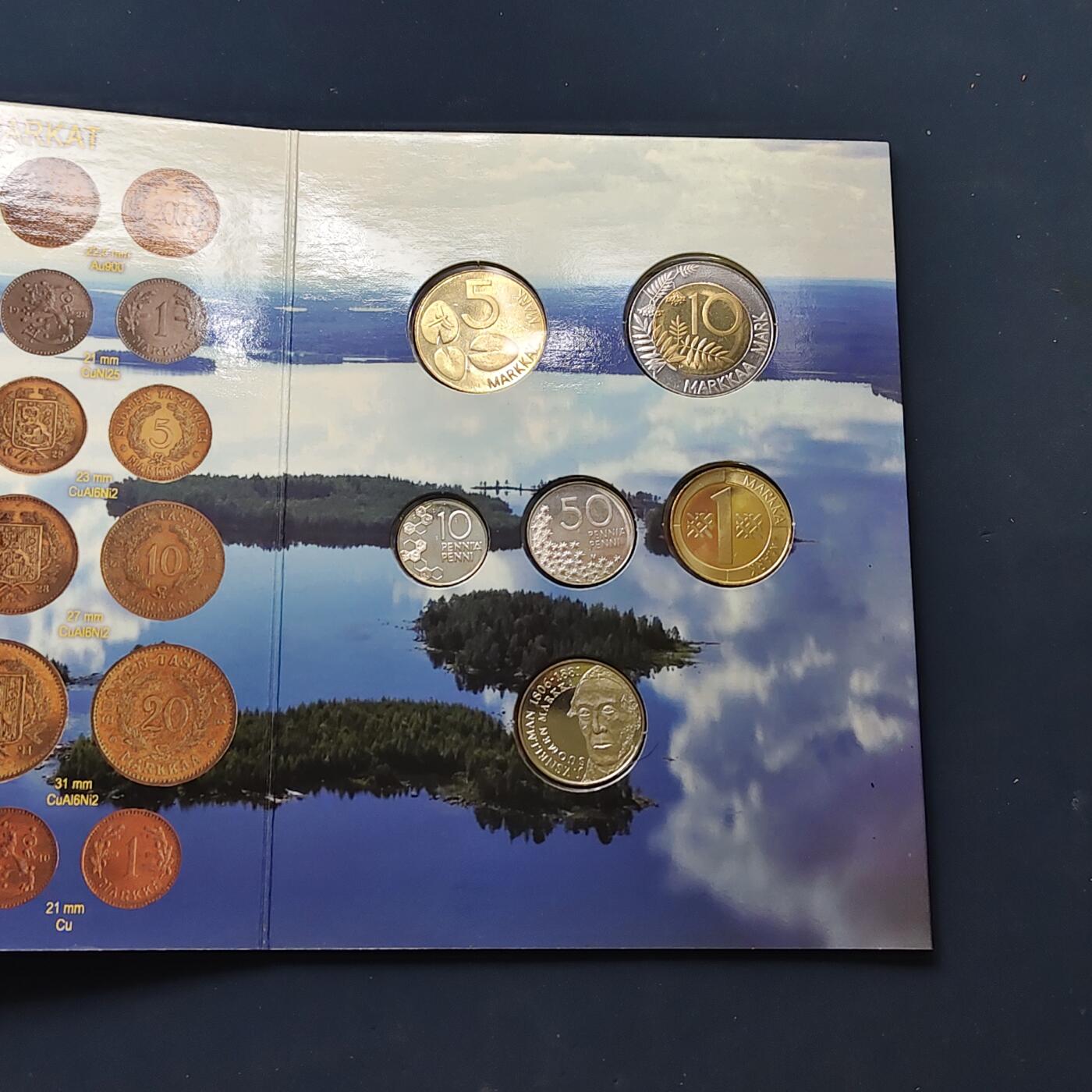 【全场包邮】纯粹捡漏拍504场-更新中 芬兰2001年铸币史系列官方套币-含马克创始人斯内尔曼纪念章