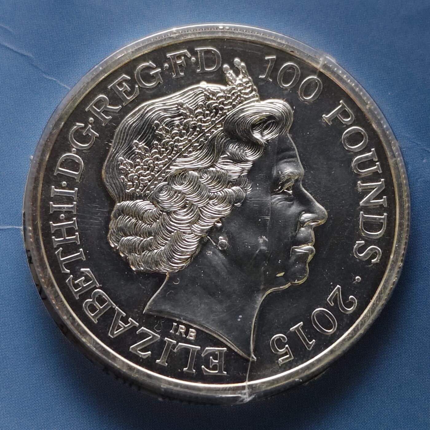 【全场包邮】纯粹捡漏拍505场 英国2015年100镑大本钟官方卡装克朗型加厚纪念银币【40毫米62.86克99.9%】