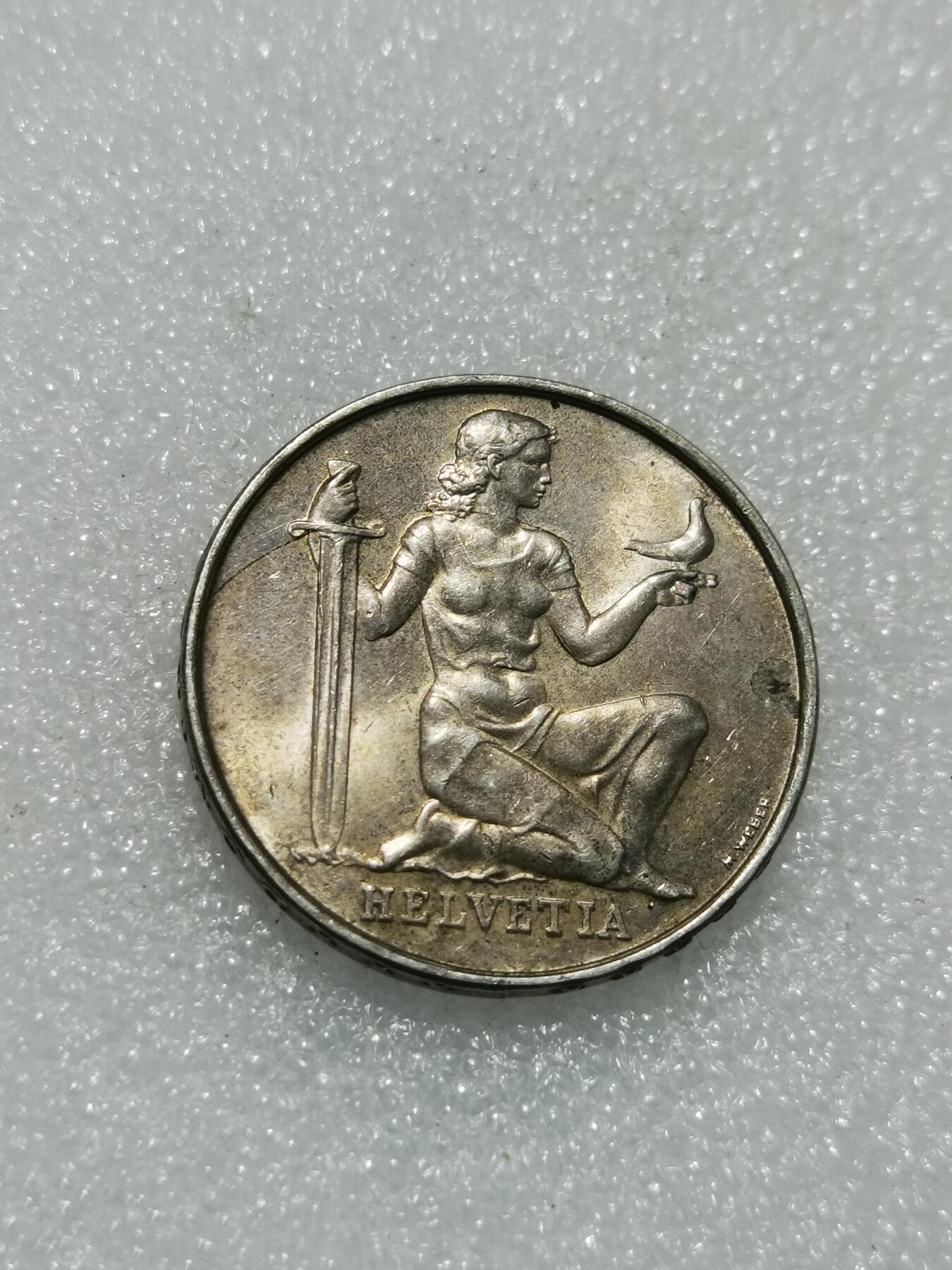 天下钱庄专场欢迎参拍 1936瑞士女神5法郎银币