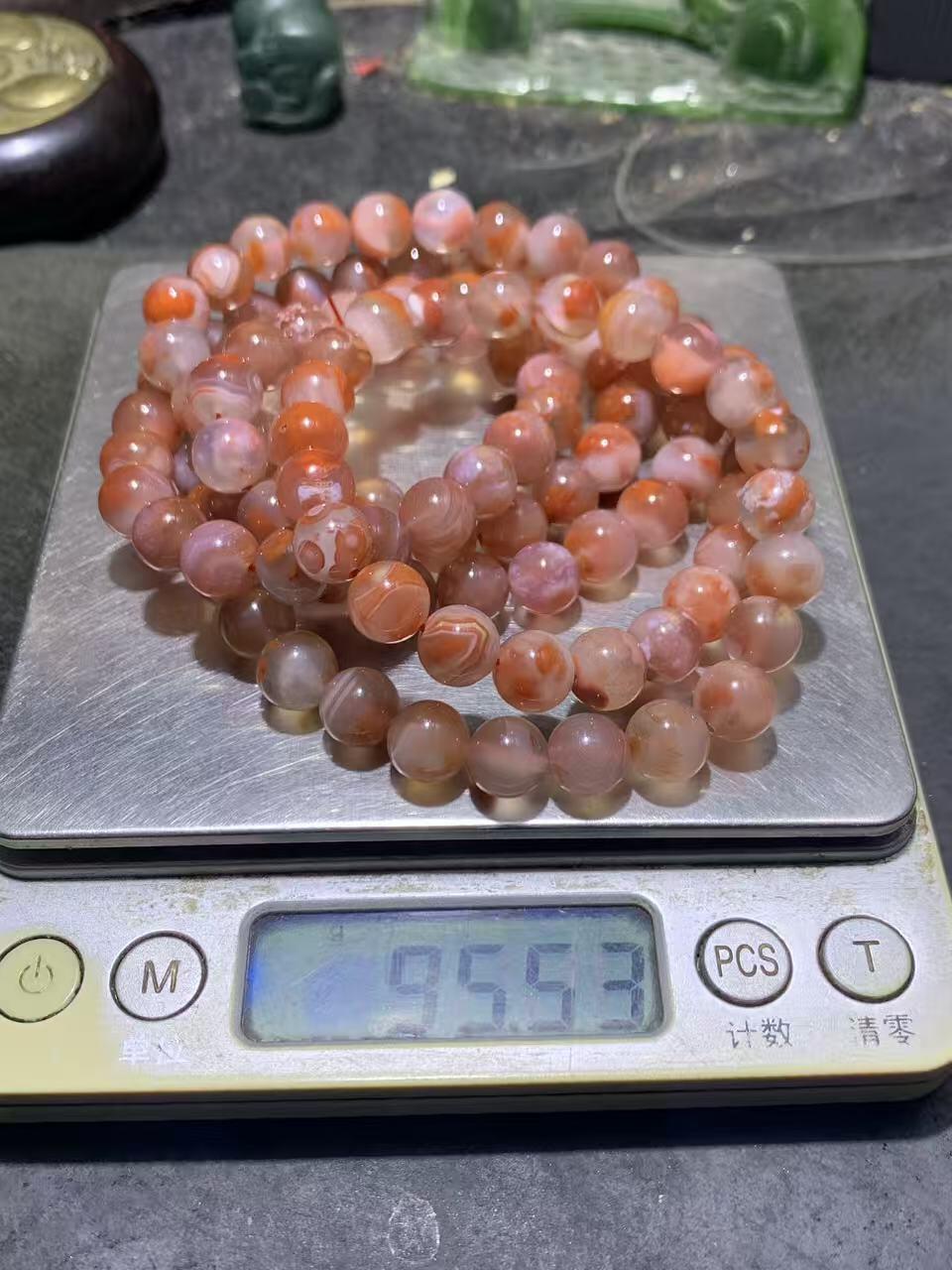 精美川料荔枝冻飘火焰纹南红玛瑙108手串一条