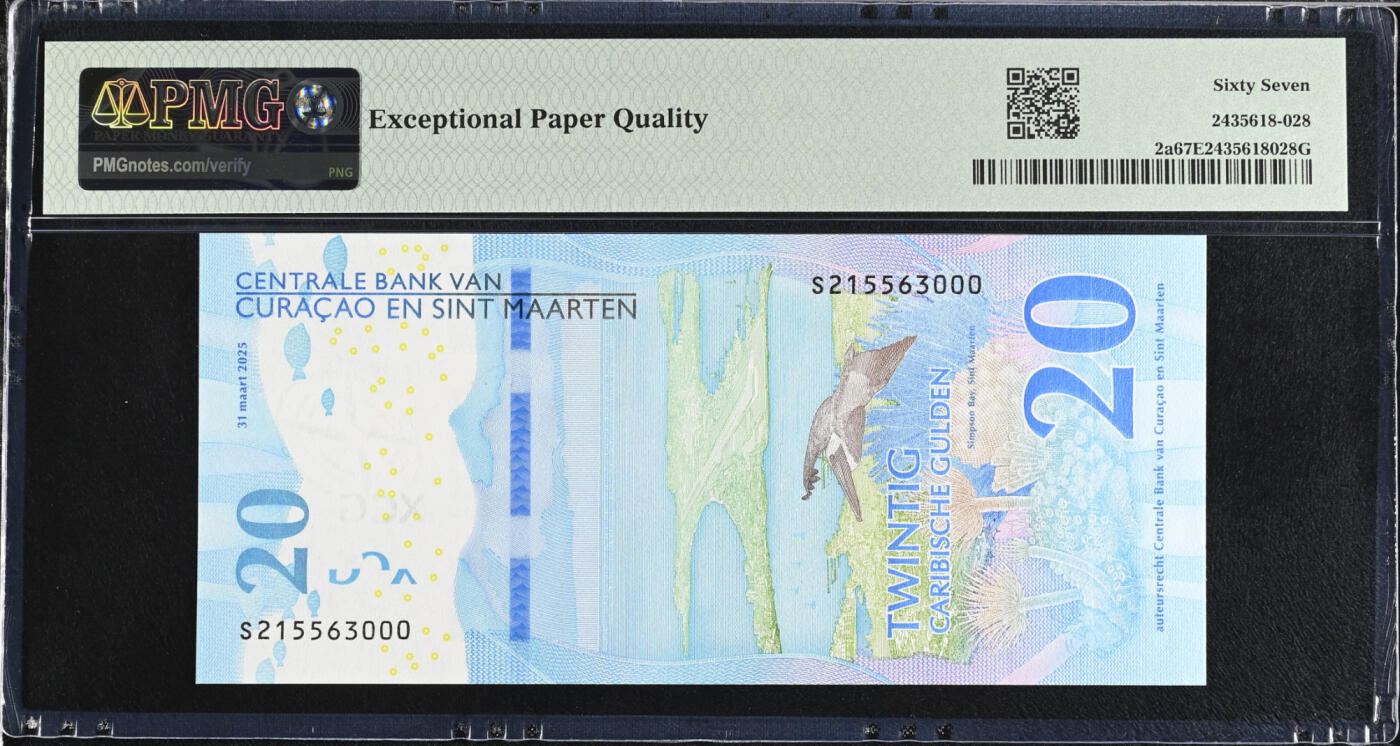 【礼羽收藏】🌏世界钱币拍卖125期 库拉索和圣马丁20盾  2025年 无47豹子000 PMG67