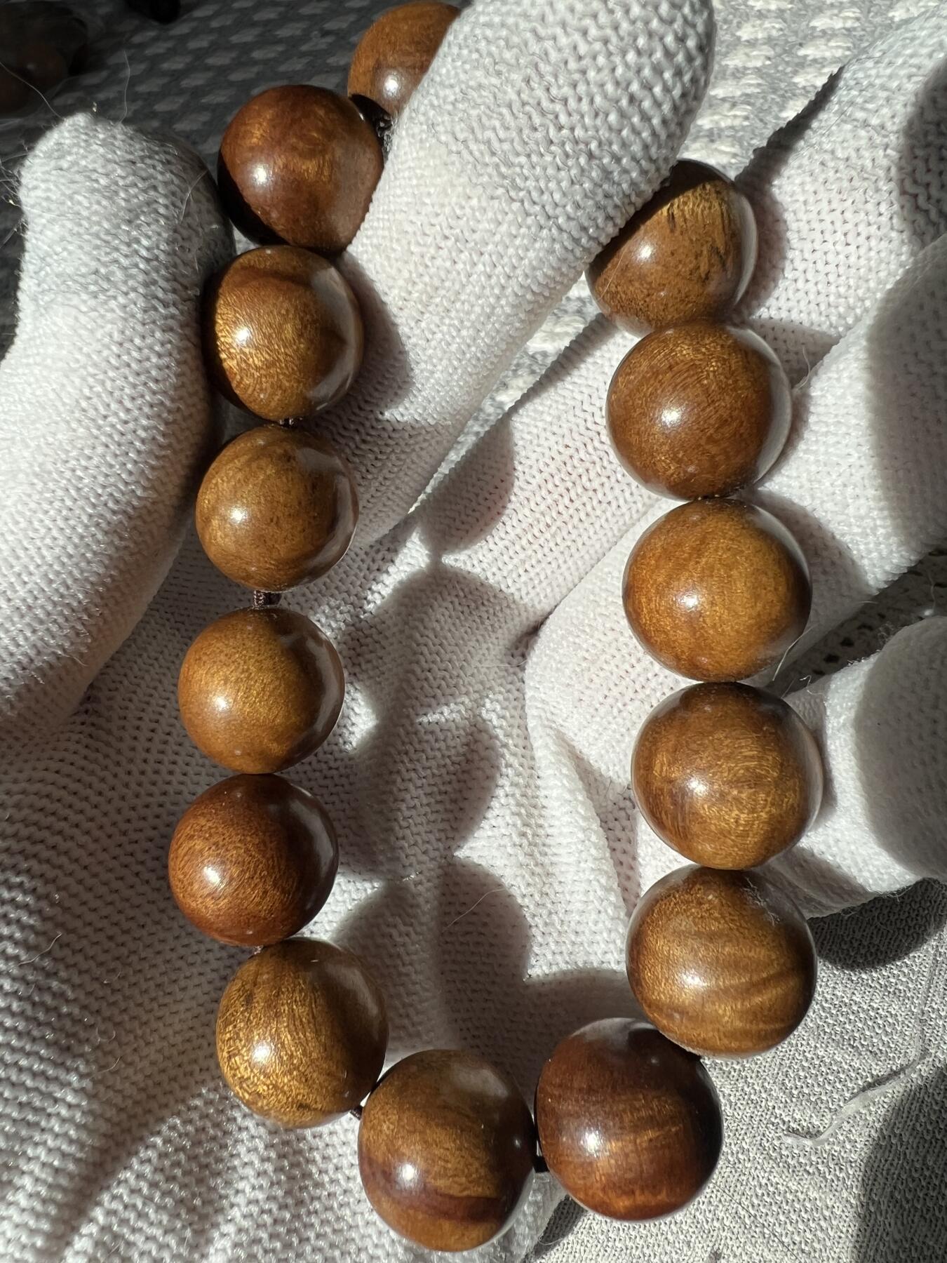 零元拍：金丝楠帝王金园珠手串，15MM 金丝满满，满手留香