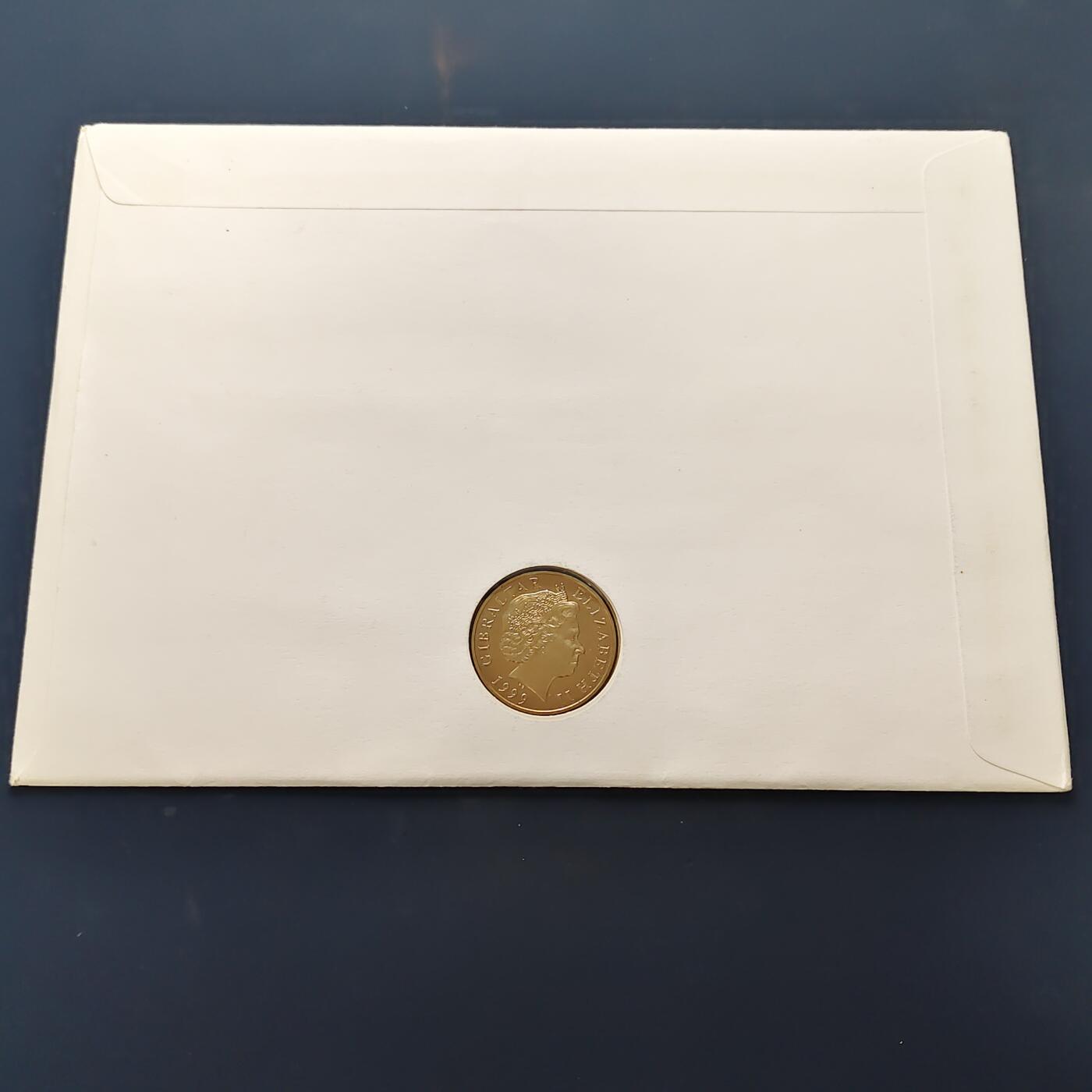 【全场包邮】纯粹捡漏拍505场 【邮币封】直布罗陀1999年5镑千禧年克朗型纪念币邮币封