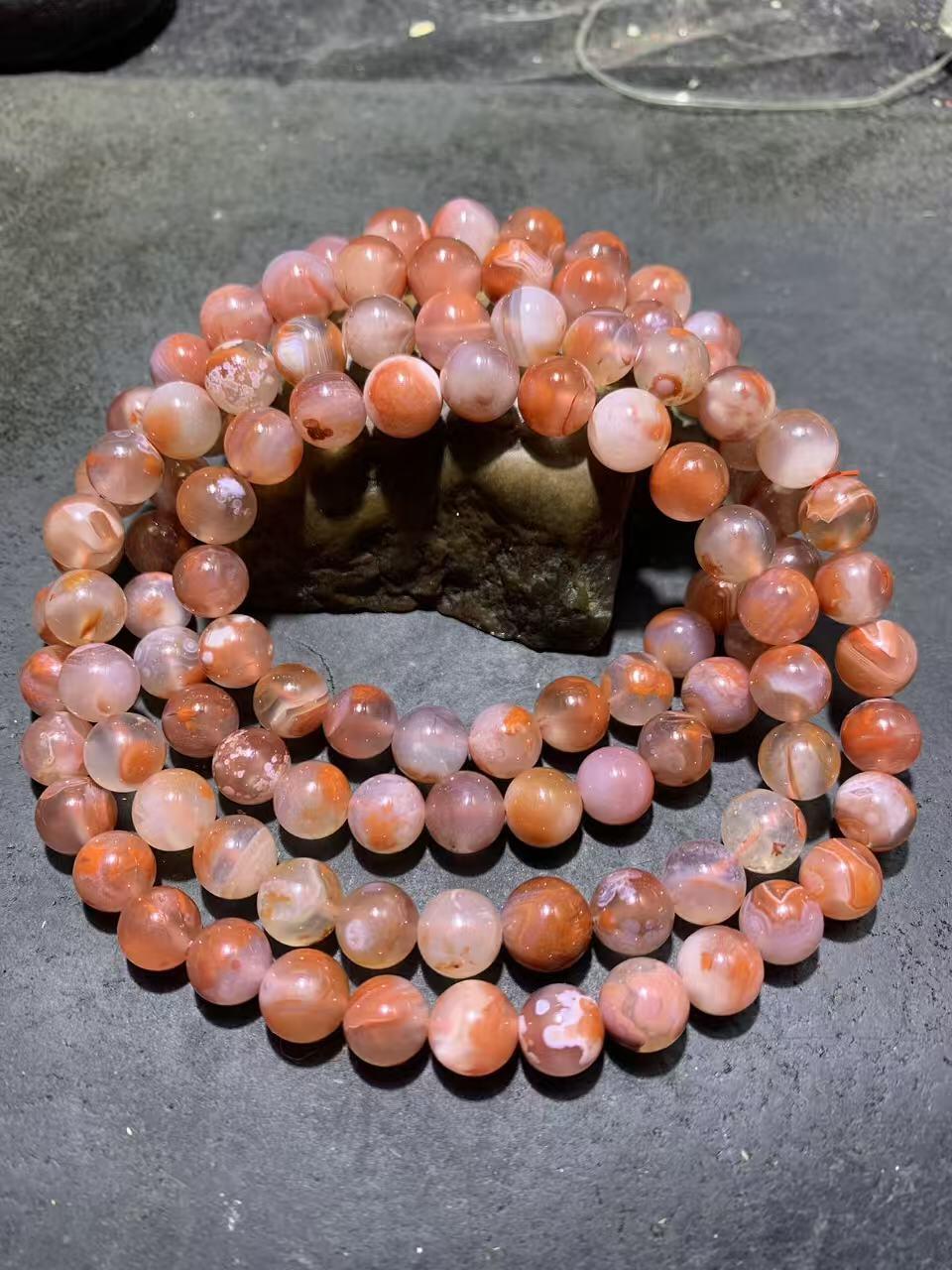 精美川料荔枝冻飘火焰纹南红玛瑙108手串一条