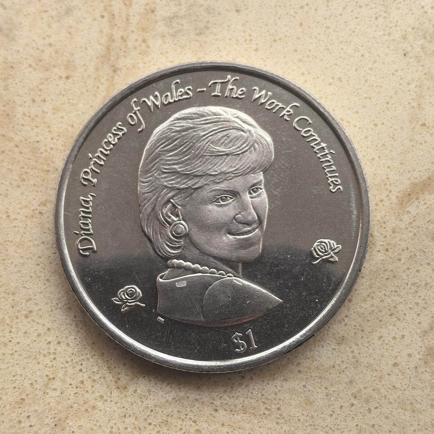 道一币馆币章第一百六十五场 维尔京群岛2002年戴安娜王妃逝世5周年1镑克朗型纪念币