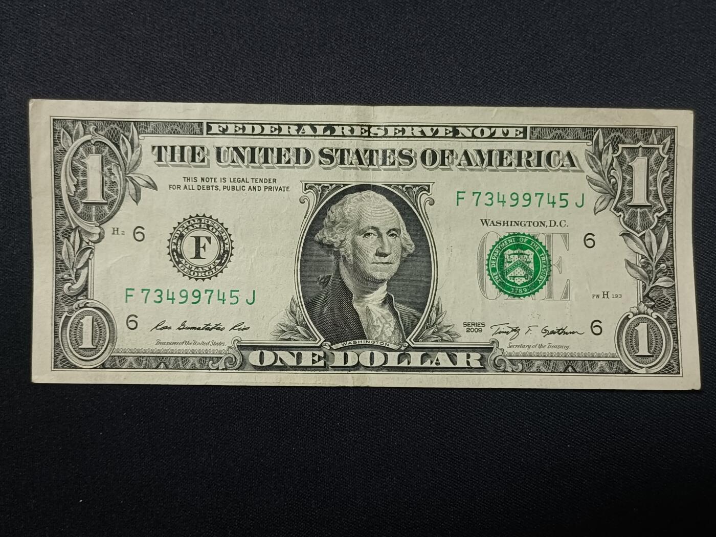 【游宝拍卖】丙午蛇马年第4期 美国-1美元【SERIES-2009 F6亚特兰大版 流通好品VF】