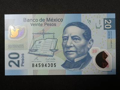【游宝拍卖】丙午蛇马年第4期 - 墨西哥-20比索【2010年 SERIE-N 全新UNC】