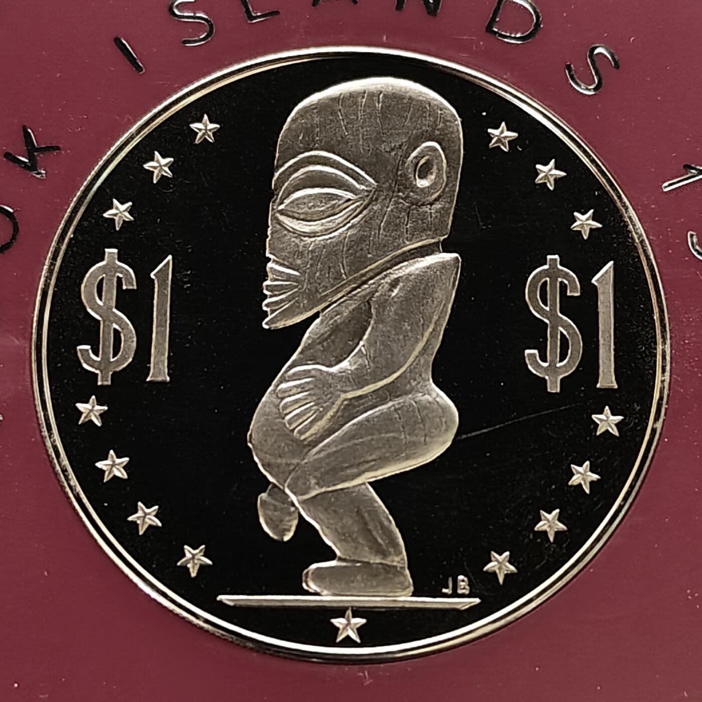 【全场包邮】纯粹捡漏拍504场-更新中 库克群岛1972年1元生殖图腾精制克朗币-带原卡