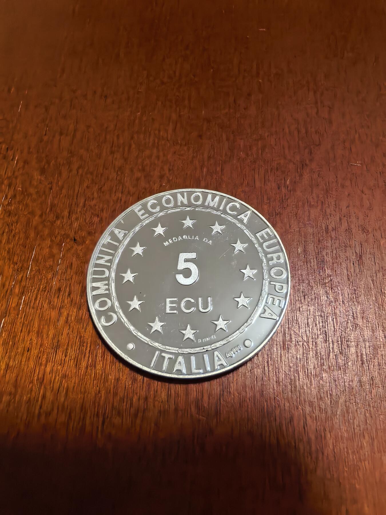 长老汇马年精选第七场拍卖  珍稀币！1993意大利欧罗巴骑牛5埃居精制银币，18克986银，盒证全，2万枚