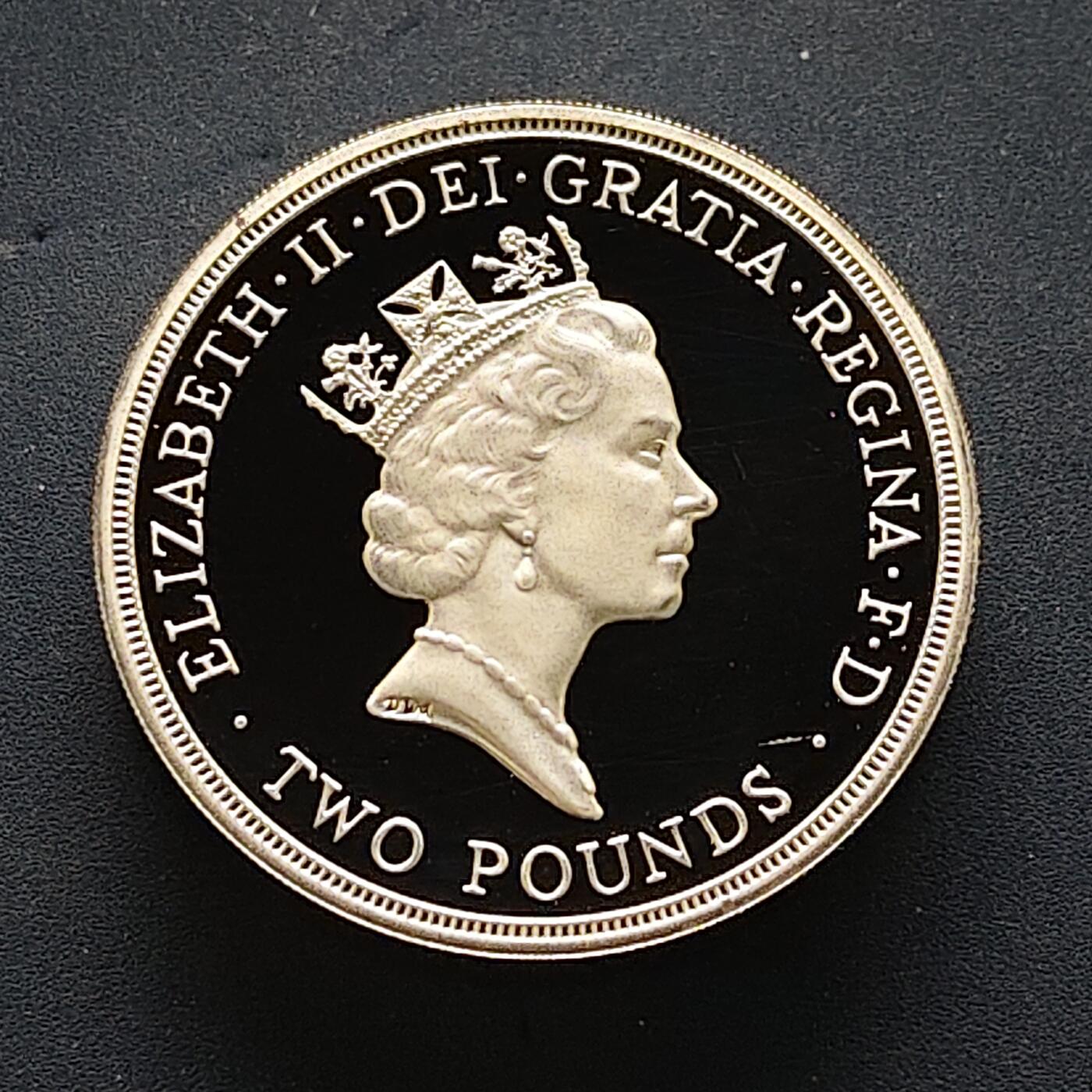 【全场包邮】纯粹捡漏拍505场 【加厚】英国1995年2镑联合国50周年精制加厚纪念银币-盒证全