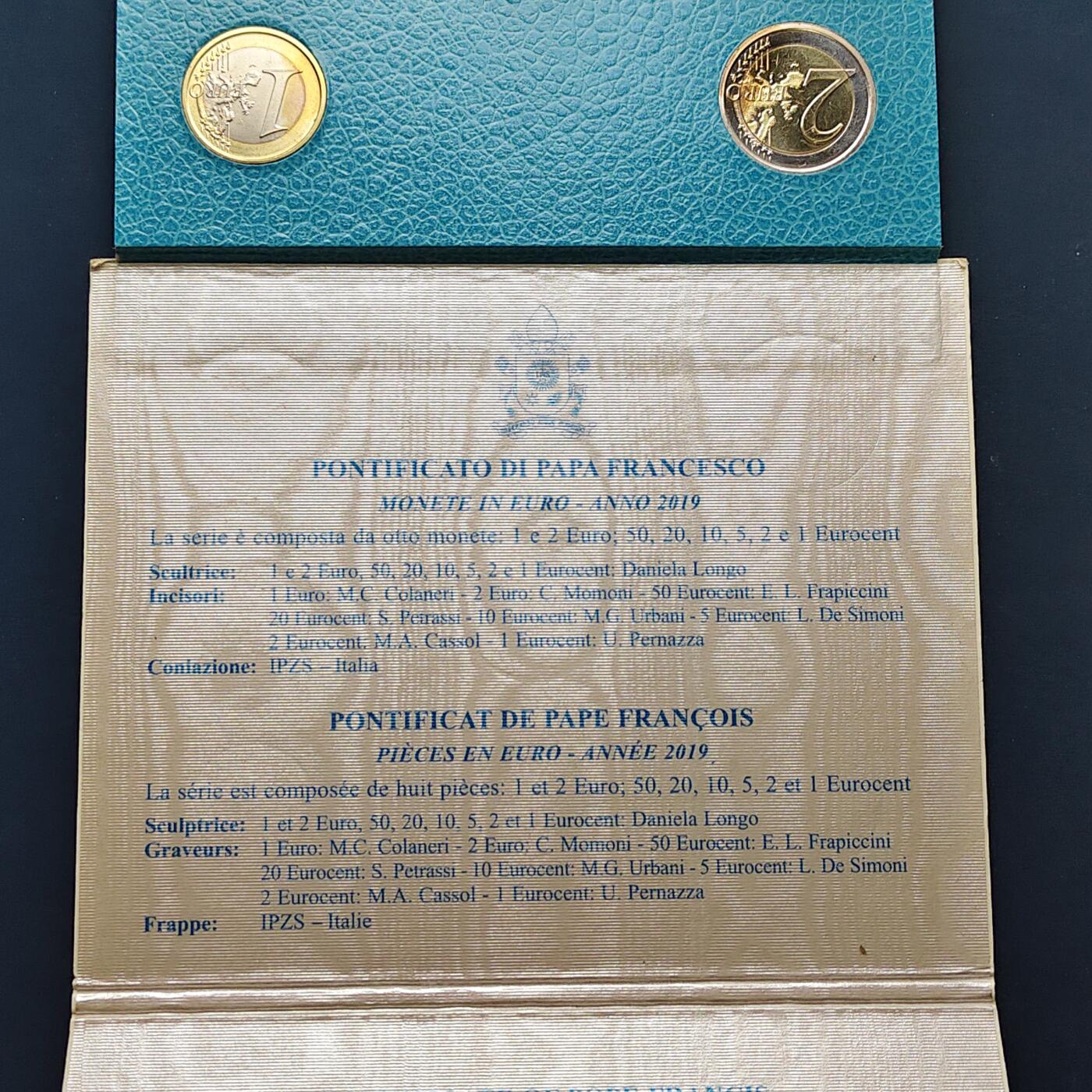 【全场包邮】纯粹捡漏拍505场 梵蒂冈2019年方济各一世官方封装欧元套币