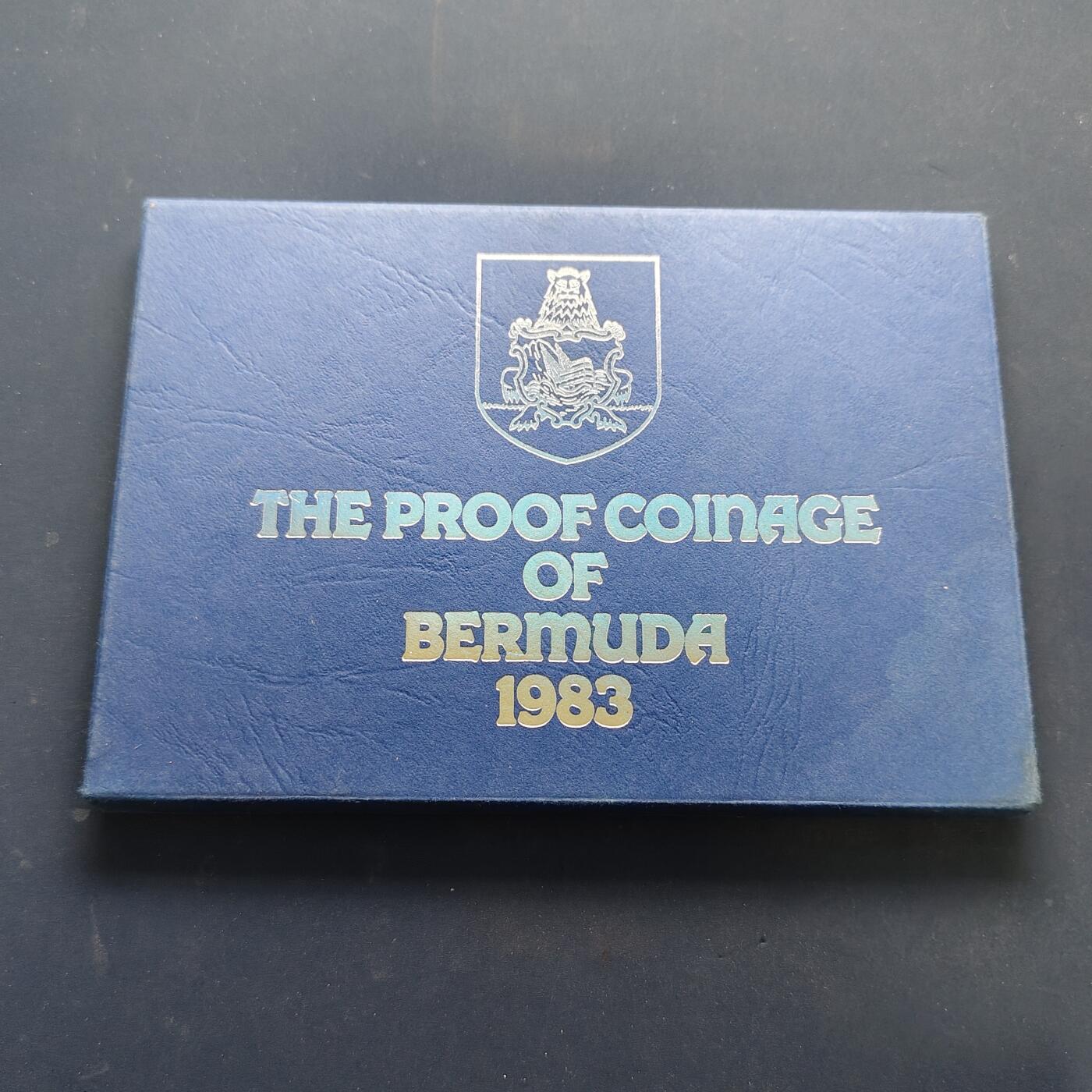 【全场包邮】纯粹捡漏拍505场 【少见】百慕大群岛1983年皇家厂经典信封装官方精制套币-PS6-量6474-含1+5元高值精制币