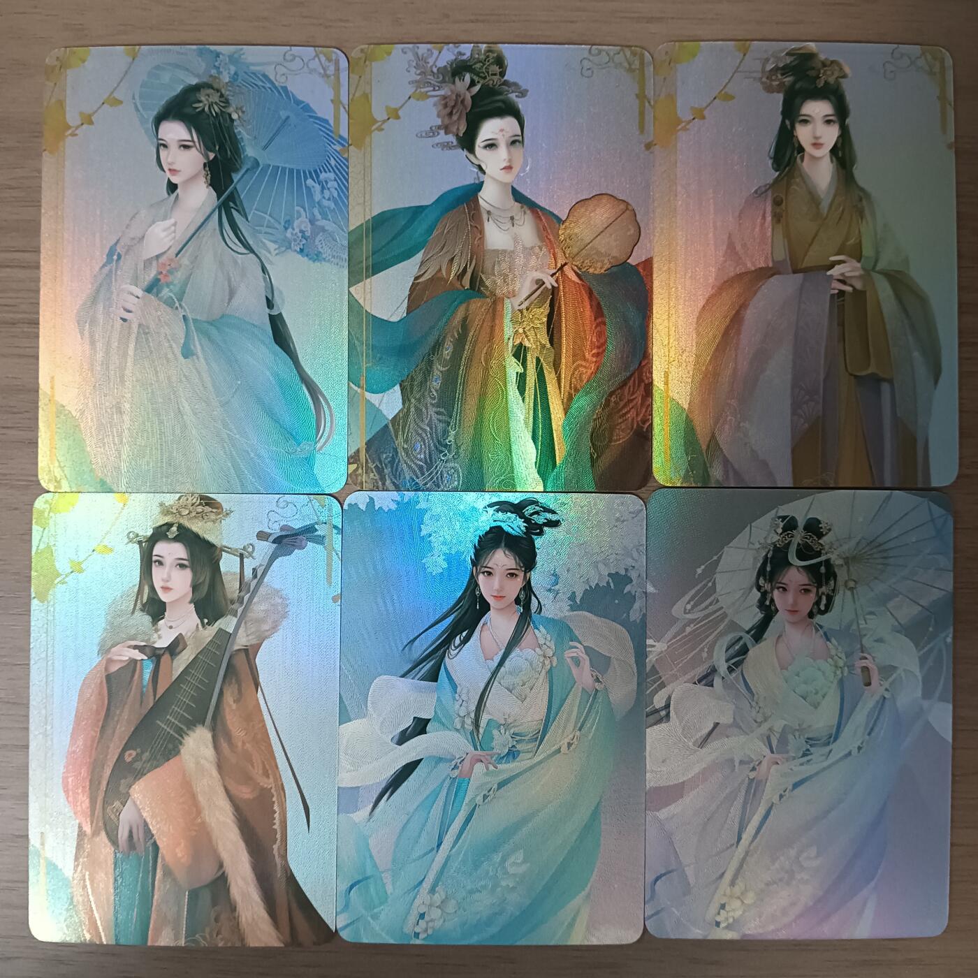 花开卡拍第61期（3月7号周六截拍，品控勿拍!!!拍品不寄存，运费5元（新疆需补运费差价或顺丰到付），自制卡难免瑕疵，可能存在轻微撞角爆边等出厂瑕疵，品控介意勿拍！） 宁缺卡牌 四大美女+苏小小粗闪