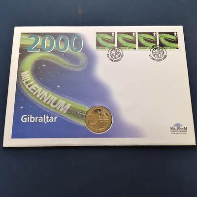 【全场包邮】纯粹捡漏拍505场 - 【邮币封】直布罗陀1999年5镑千禧年克朗型纪念币邮币封