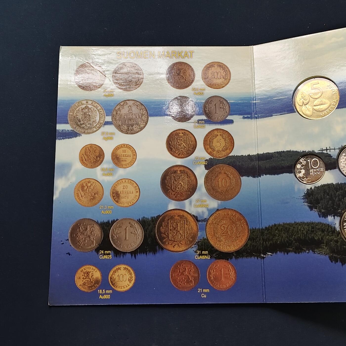 【全场包邮】纯粹捡漏拍504场-更新中 芬兰2001年铸币史系列官方套币-含马克创始人斯内尔曼纪念章