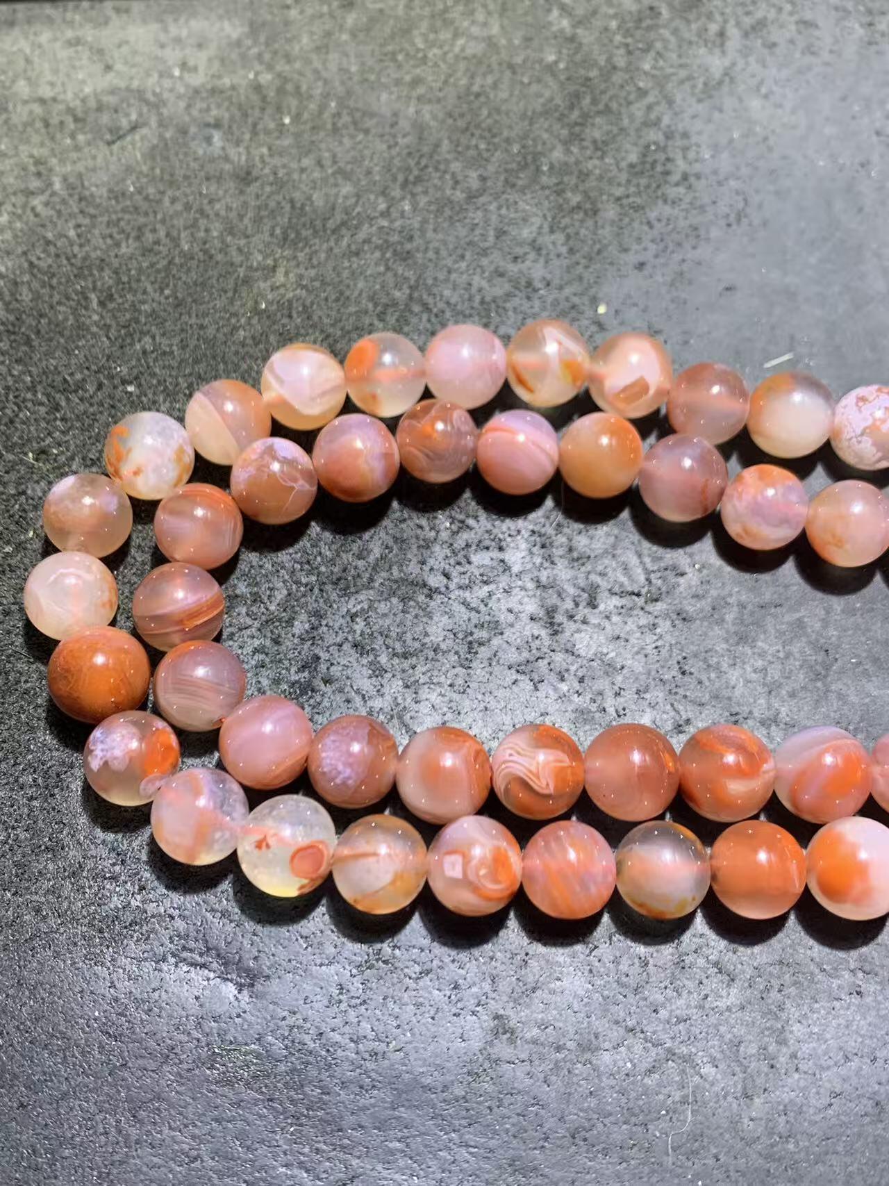 精美川料荔枝冻飘火焰纹南红玛瑙108手串一条