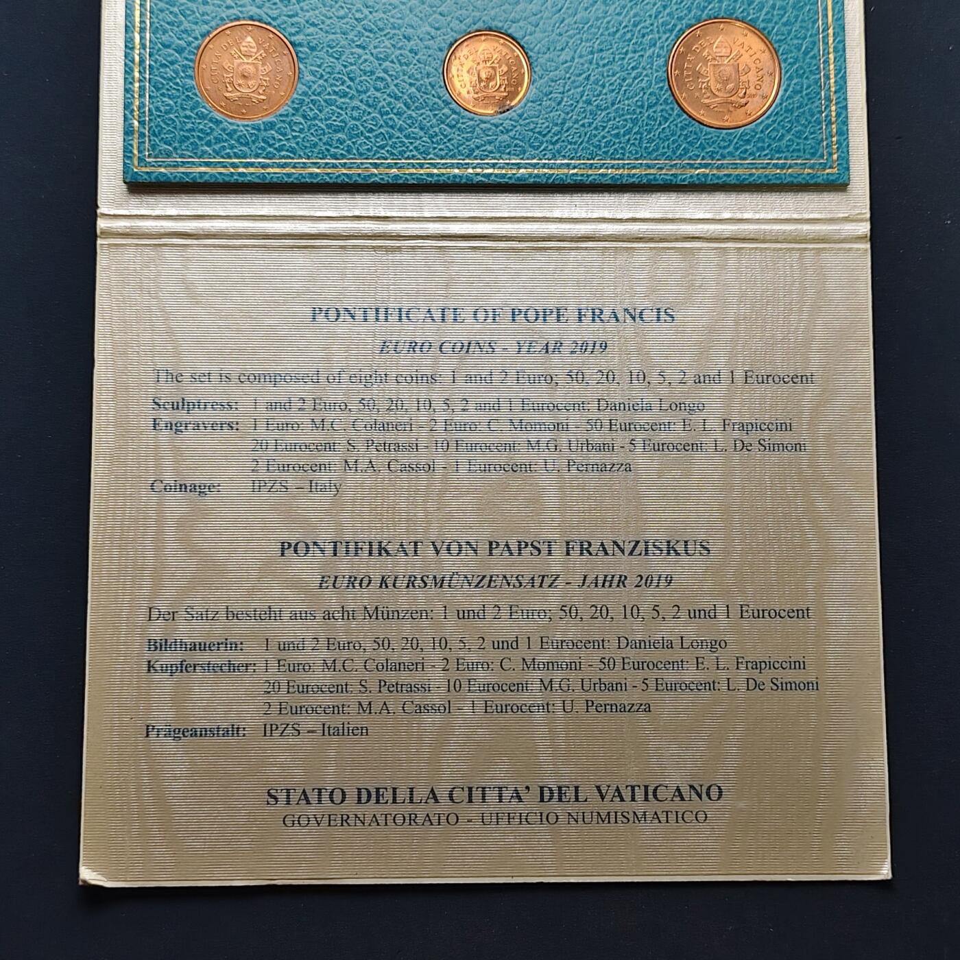 【全场包邮】纯粹捡漏拍505场 梵蒂冈2019年方济各一世官方封装欧元套币
