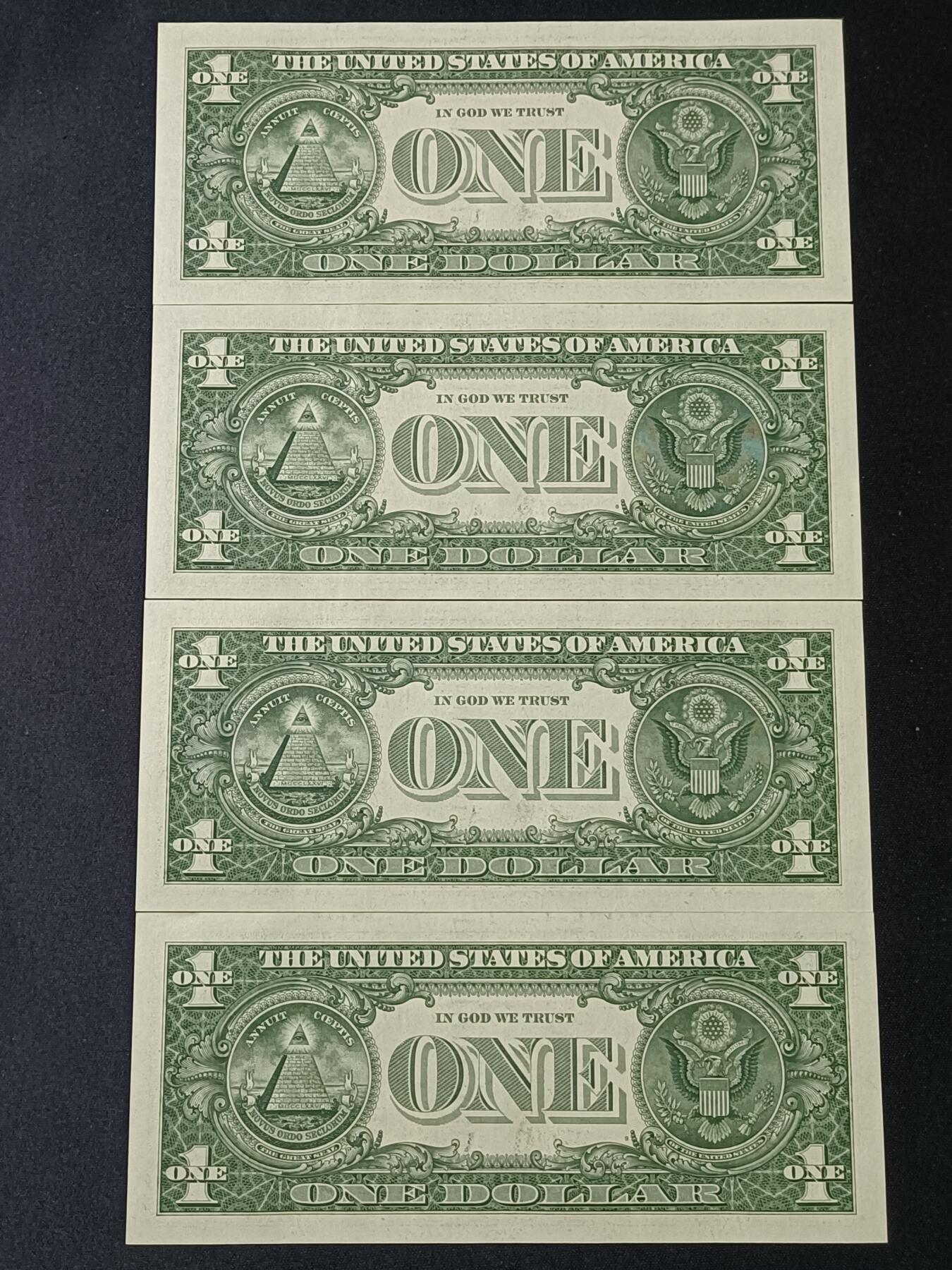 【游宝拍卖】丙午蛇马年第4期 美国-1美元【8连号 H-圣路易斯版 全新UNC/UNC- 】