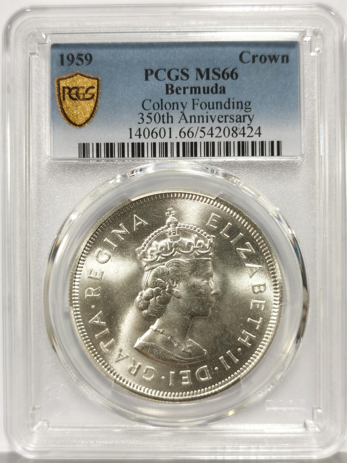 博洋堂世界钱币拍卖第162期（全场包邮） PCGS MS66 英属百慕大1959年伊丽莎白二世发现百慕大350周年1克朗纪念银币-2