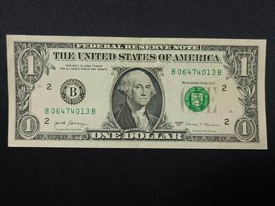 【游宝拍卖】丙午蛇马年第4期 - 美国-1美元【SERIES-2017 B2纽约版 近新AU-】