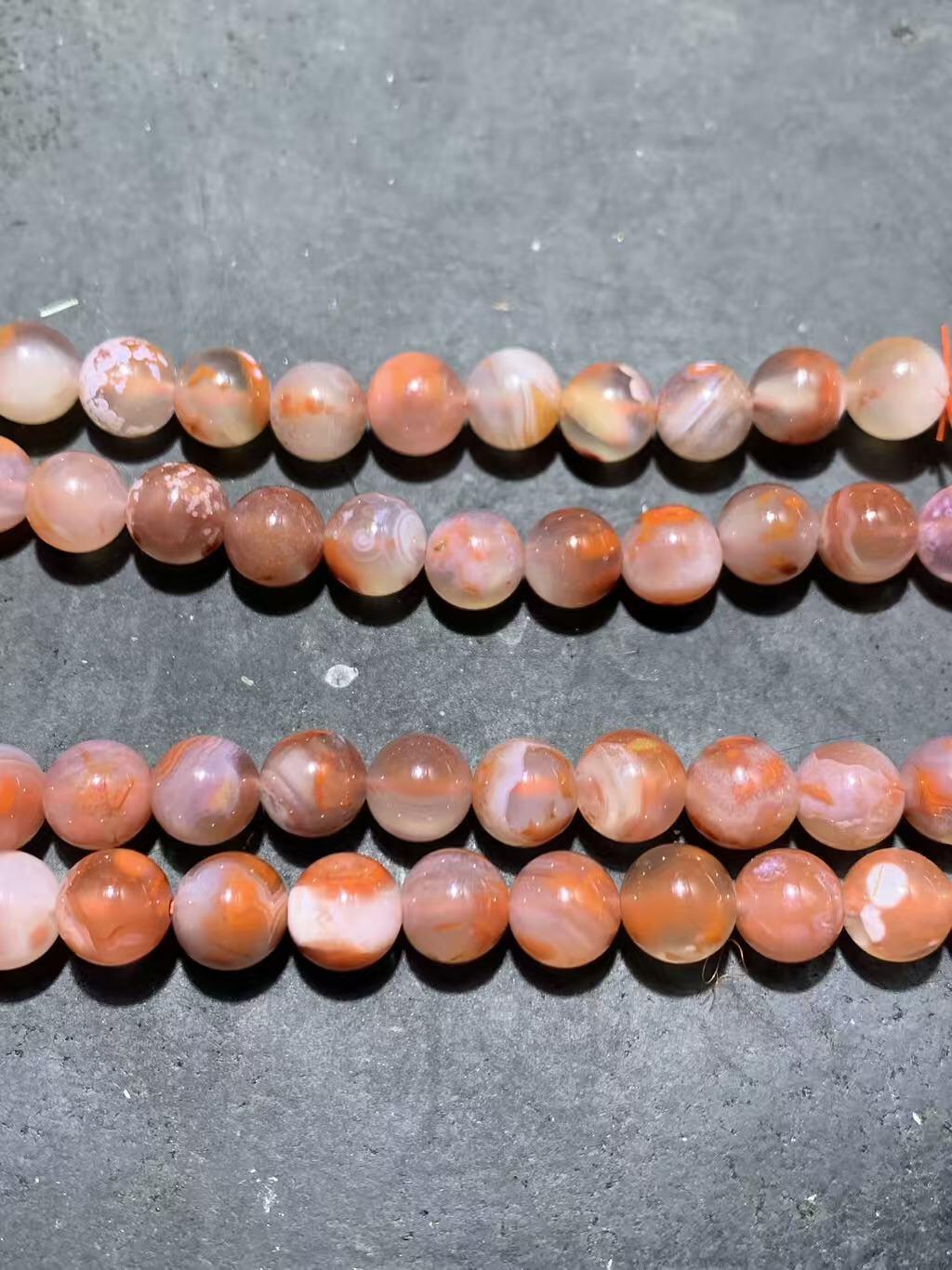 精美川料荔枝冻飘火焰纹南红玛瑙108手串一条