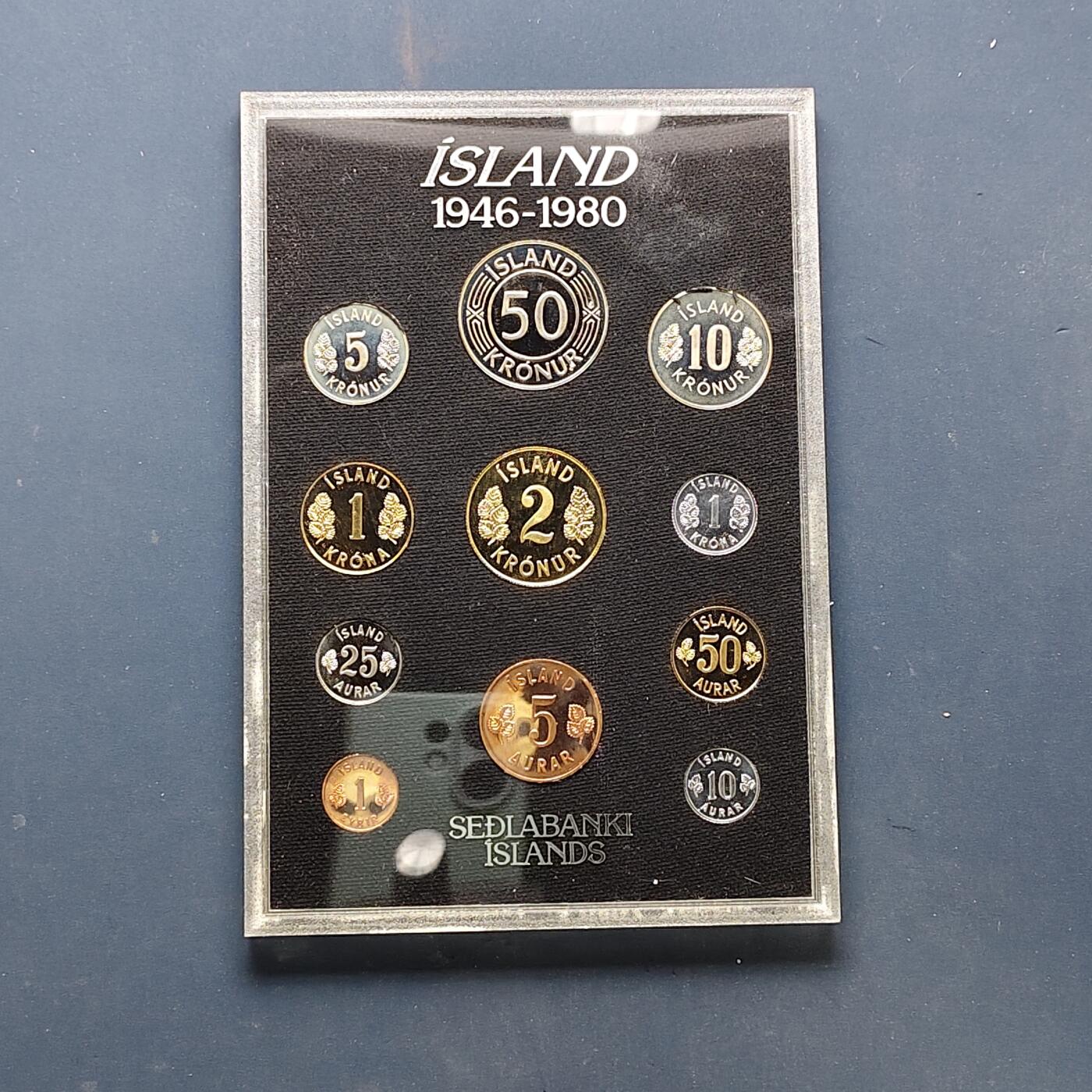 【全场包邮】纯粹捡漏拍505场 冰岛1946-1980年皇家厂经典信封装官方精制套币-PS3