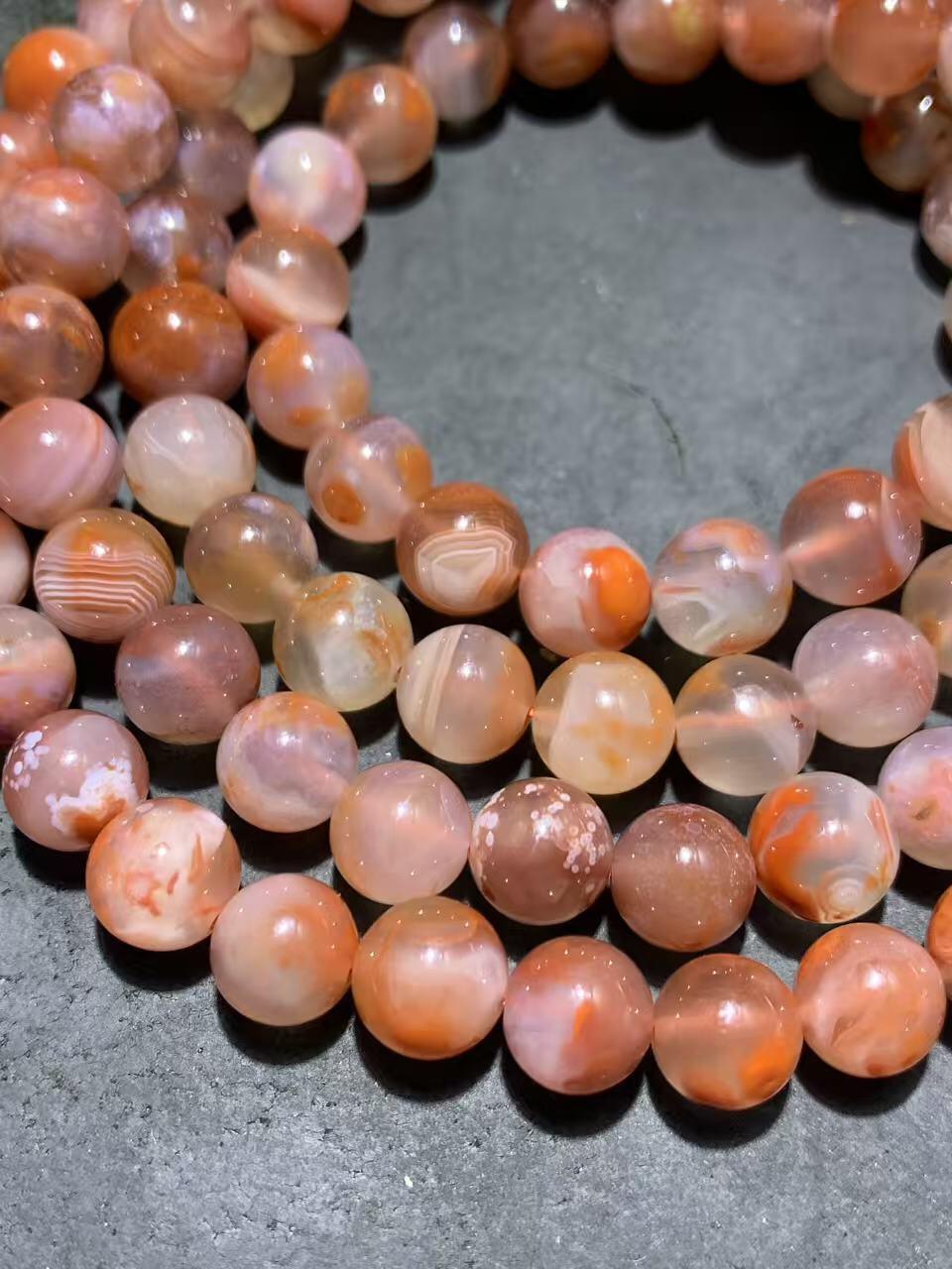 精美川料荔枝冻飘火焰纹南红玛瑙108手串一条