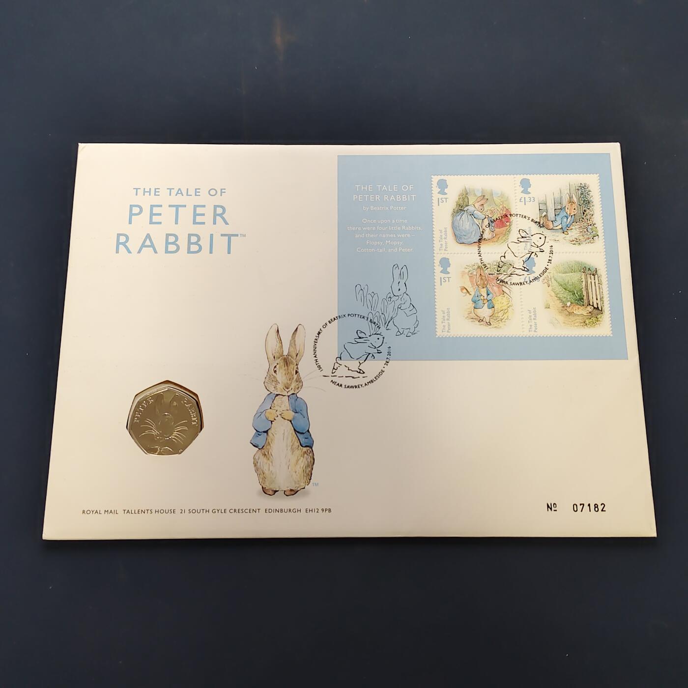 【全场包邮】纯粹捡漏拍505场 【邮币封】英国2016年50便士儿童文学作家碧翠丝·波特（彼得兔作者）诞生150周年纪念币邮币封