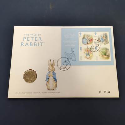 【全场包邮】纯粹捡漏拍505场 - 【邮币封】英国2016年50便士儿童文学作家碧翠丝·波特（彼得兔作者）诞生150周年纪念币邮币封