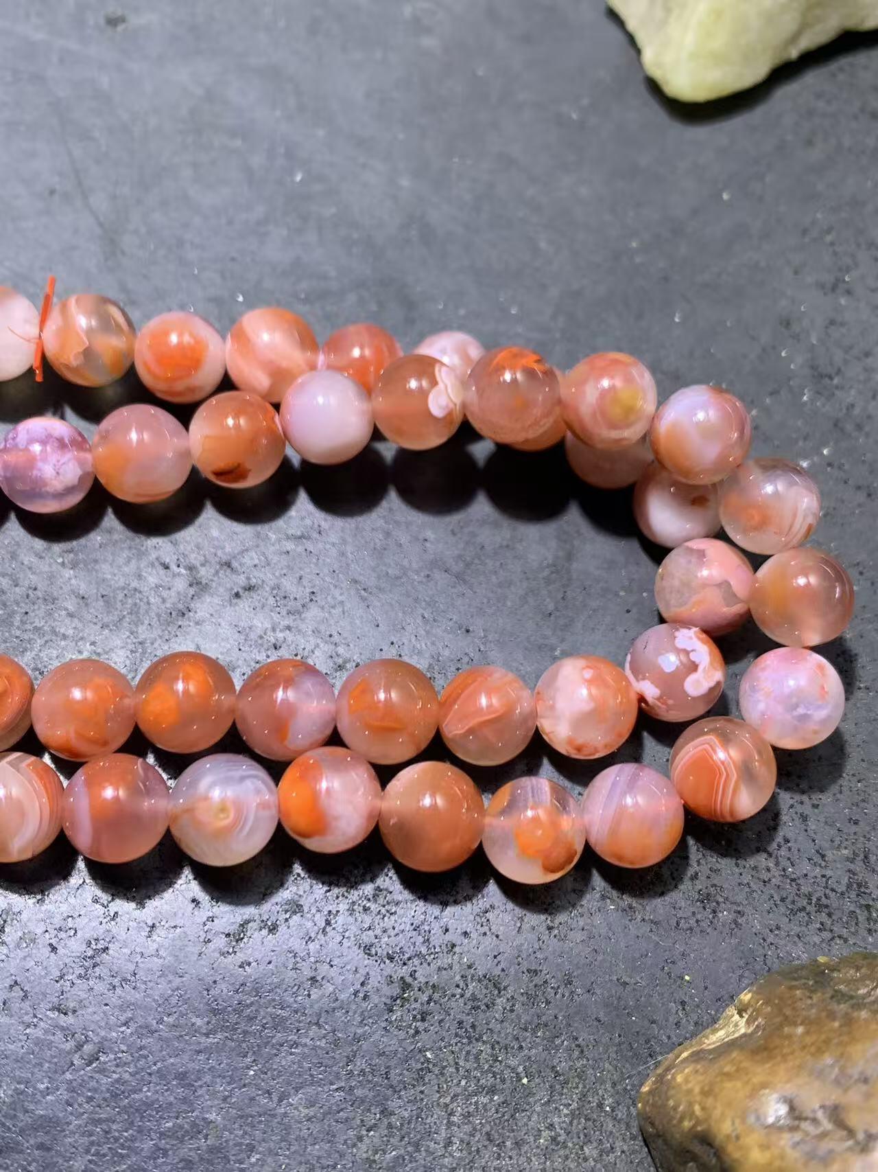 精美川料荔枝冻飘火焰纹南红玛瑙108手串一条