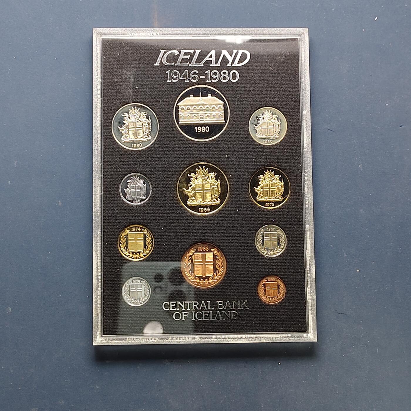 【全场包邮】纯粹捡漏拍505场 冰岛1946-1980年皇家厂经典信封装官方精制套币-PS3