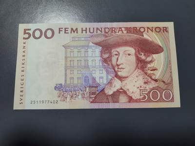 2月18号晚上8点 外国纸币自动截拍第27场 - 瑞典纸币 1992年 500克朗 卡尔 几乎全新 稀少初版