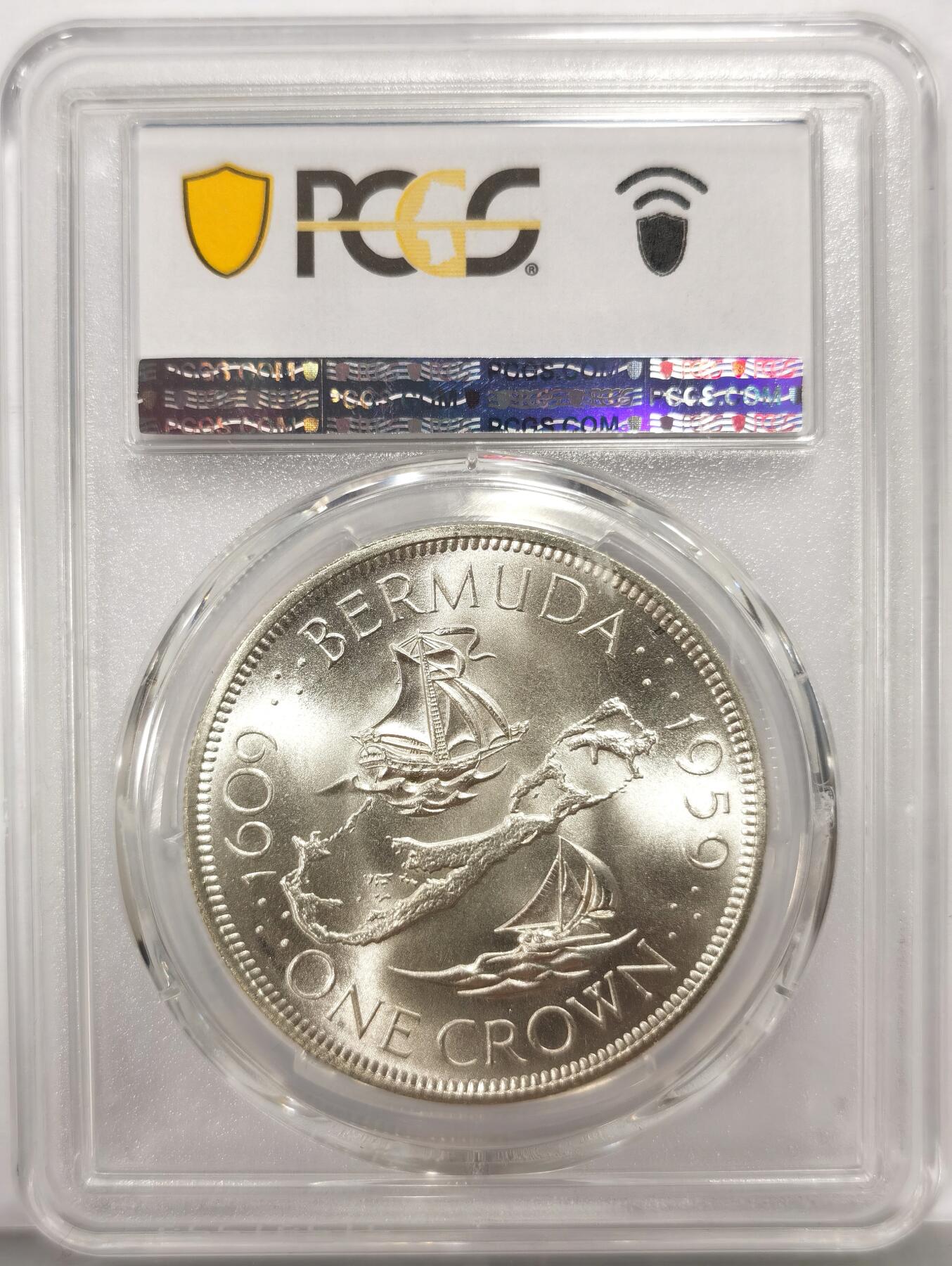博洋堂世界钱币拍卖第162期（全场包邮） PCGS MS66 英属百慕大1959年伊丽莎白二世发现百慕大350周年1克朗纪念银币-2