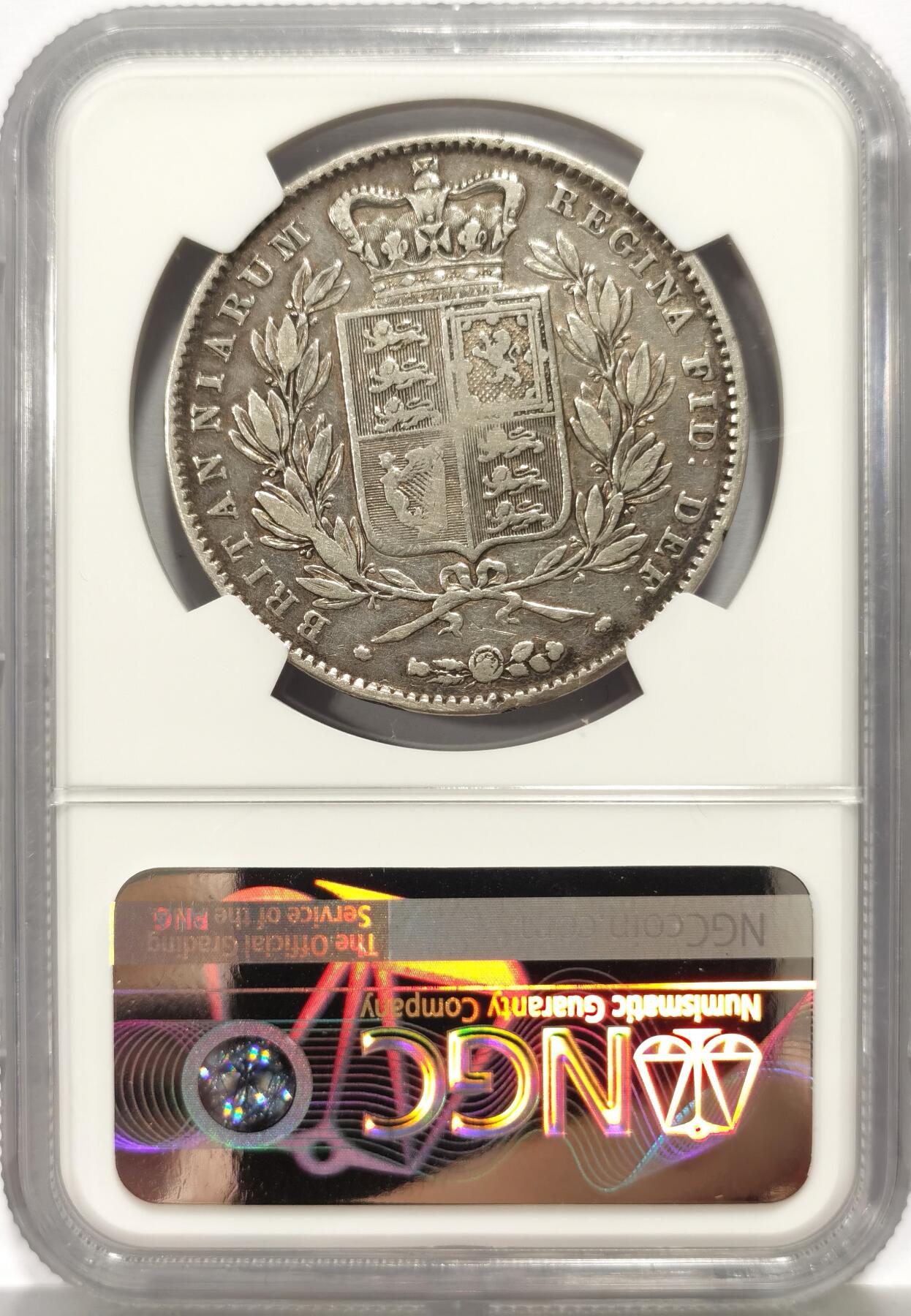 博洋堂世界钱币拍卖第162期（全场包邮） NGC VF 英国1845年维多利亚年轻头像1克朗银币