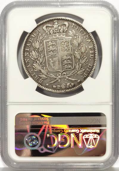 博洋堂世界钱币拍卖第162期（全场包邮） NGC VF 英国1845年维多利亚年轻头像1克朗银币