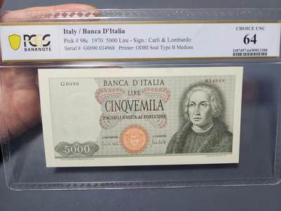 2月18号晚上8点 外国纸币自动截拍第27场 - 64分 意大利