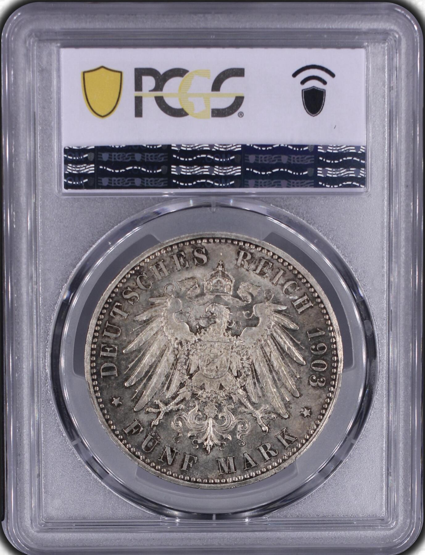 PCGS-MS65 1903-A 德国瓦登科5马克银币