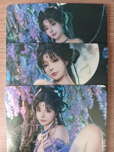 花开卡拍第61期（3月7号周六截拍，品控勿拍!!!拍品不寄存，运费5元（新疆需补运费差价或顺丰到付），自制卡难免瑕疵，可能存在轻微撞角爆边等出厂瑕疵，品控介意勿拍！） - 墨卡 cos 古风 卡背特写 彩闪3张
