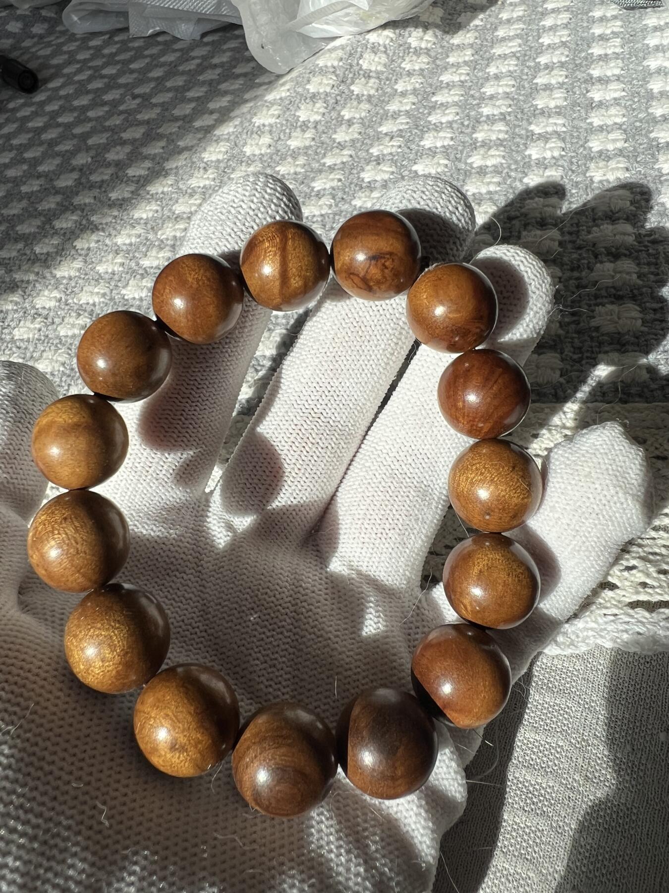 零元拍：金丝楠帝王金园珠手串，15MM 金丝满满，满手留香