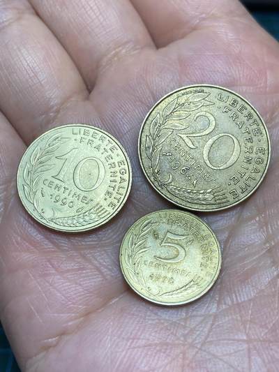 2026年第二十八场(总第一百九十七场）新春初七特拍场(佣金3%最低1元) - 法国🇫🇷海豚标和猫头鹰标小面值3枚：1978年5分，1990年10分，1964年20分