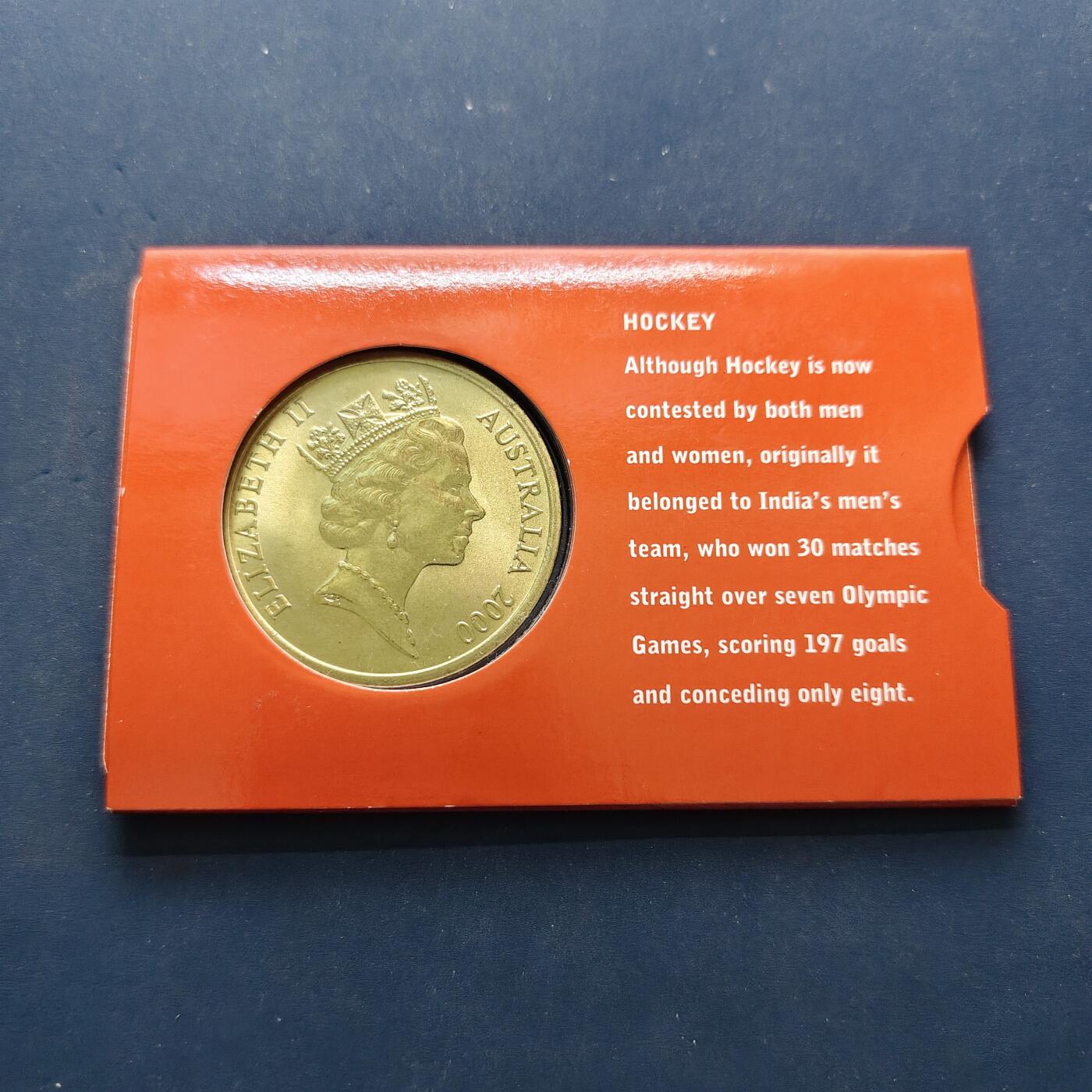 【全场包邮】纯粹捡漏拍504场-更新中 澳大利亚2000年5元悉尼奥运会曲棍球官方卡装纪念币