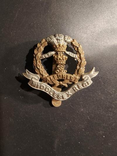 老王徽章第183期 - 英国米德塞克斯步兵团帽徽     一战时期