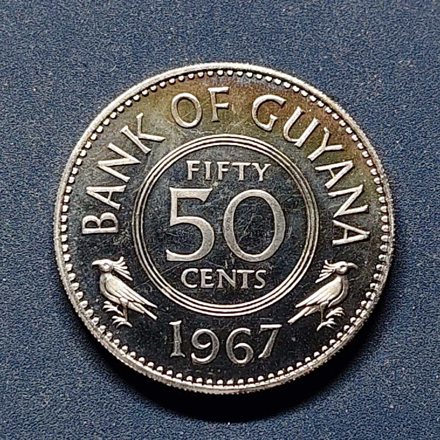 【全场包邮】纯粹捡漏拍504场-更新中 圭亚那1967年独立首版50分精制币