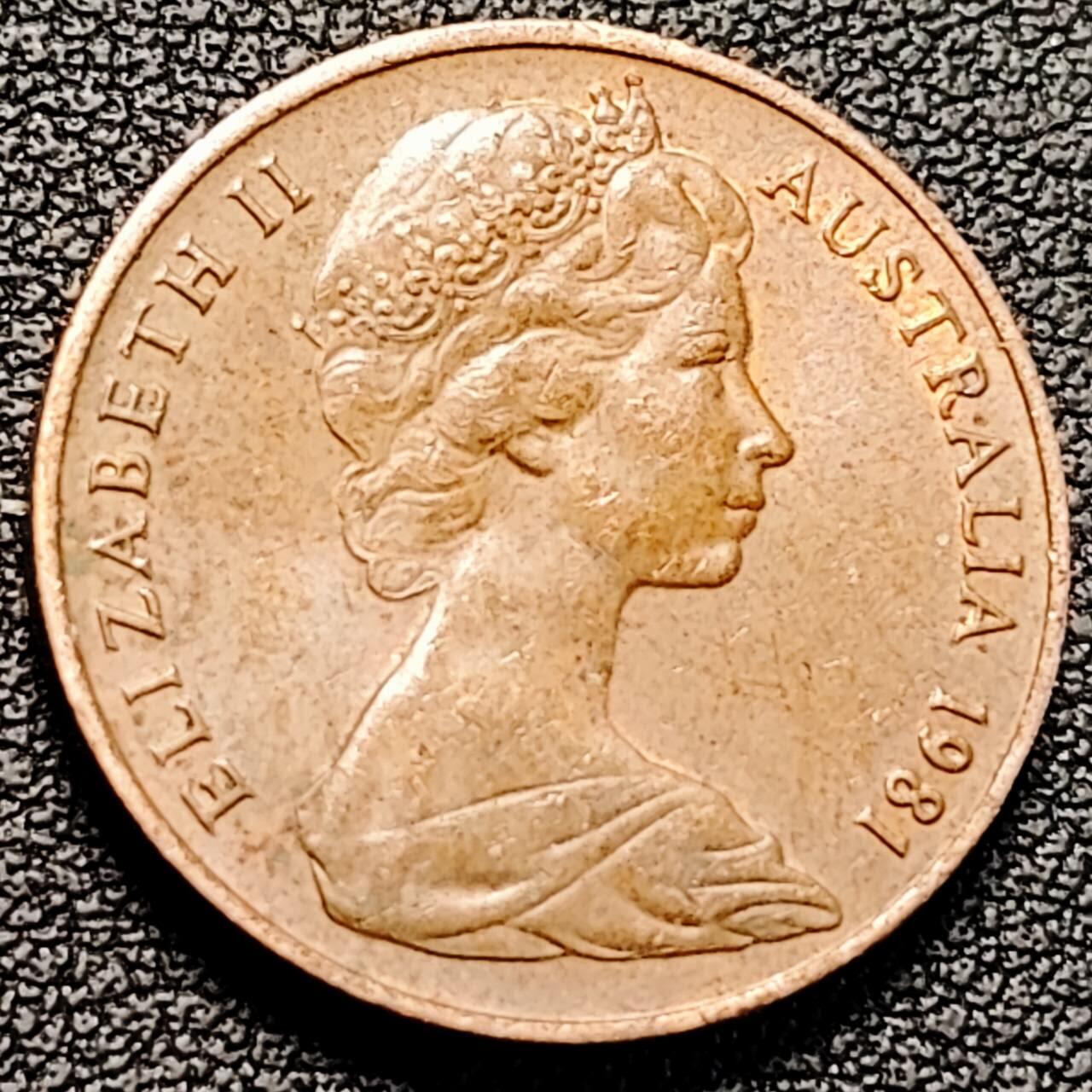 泉币菌-第193场- 新年第一场 新年快乐 本场拍品多 请提前出价 美品 1981年 英属澳大利亚2分铜币 伞蜥蜴斗篷蜥 21.5mm