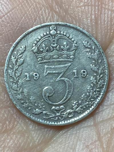 2026年第二十九场(总第一百九十八场）英国一线回流散币新年初九特拍场第一场(免佣金) - 英国🇬🇧1919年在3便士银币(乔治五世第一版，925高银)