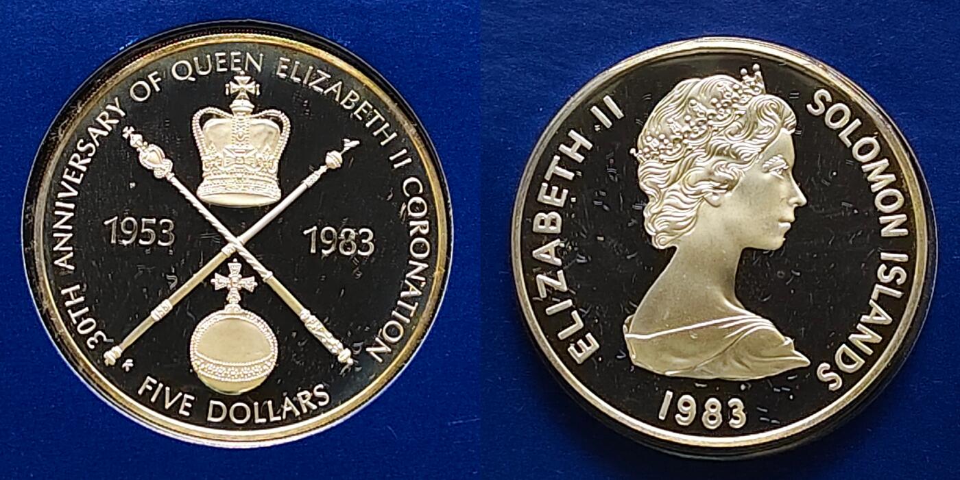 【全场包邮】纯粹捡漏拍505场 【稀少】加勒比五国1983年女王加冕30周年克朗型精制纪念银币5枚盒装-盒证全-巴哈马3374/维尔京2957/巴巴多斯2951/所罗门2944/伯利兹2944